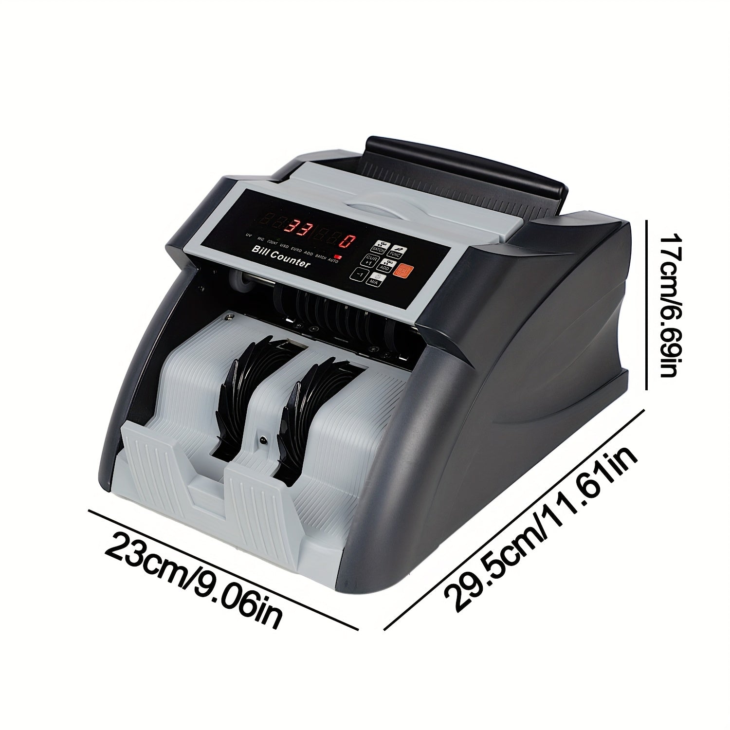 XR598 Money Counter-Supports USD & EUR, MG/UV Detection Bill Counter, Multiple Counting Modes, Manual/Auto Operation, 1000 Bills/Min, Compact Design with Adjustable Settings