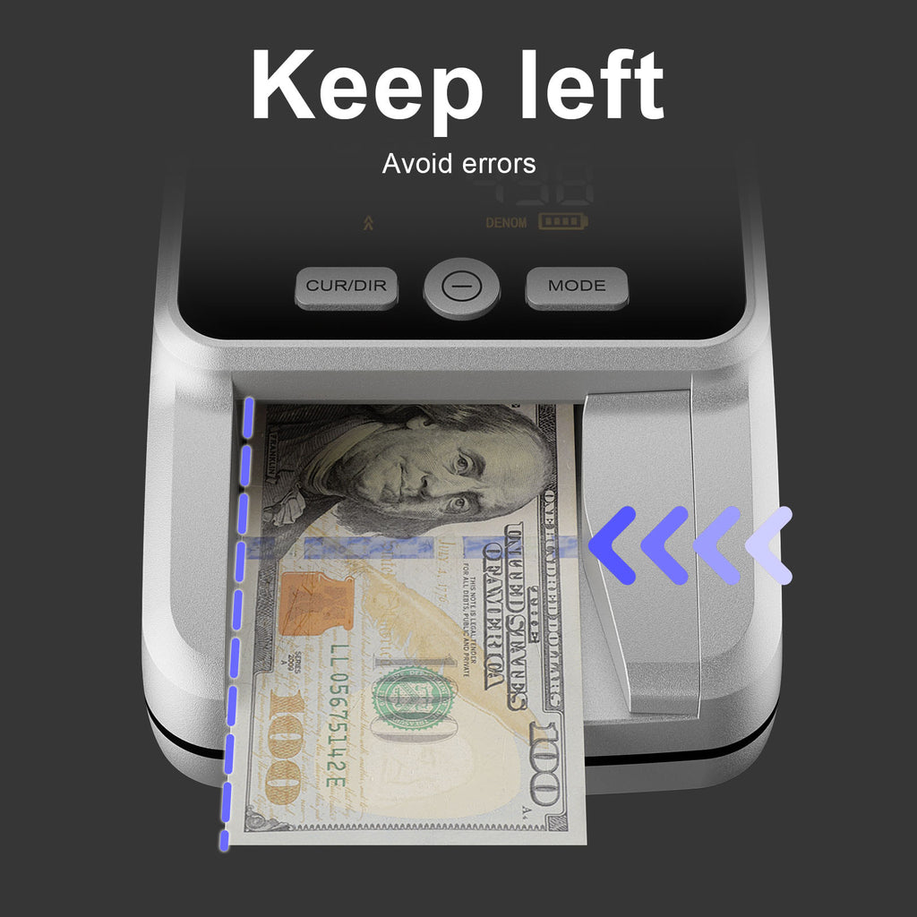 Portable Counterfeit Money Detector with MG/UV/IR Detection | 2.8" LED Display & Compact Design for USD, EUR | Rechargeable Battery for Home, Travel, Retail Business