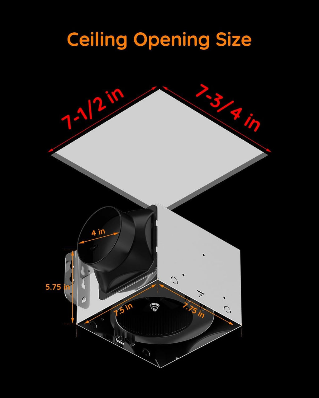 Fitop Bathroom Exhaust Fan with Light, 110 CFM 43W 1200LM Ceiling Mount Shower Ventilation Exhaust with Light, 1.0 Sones Bathroom Vent with Light, Bathroom Fan LED Light 3000K/4000K/5000K