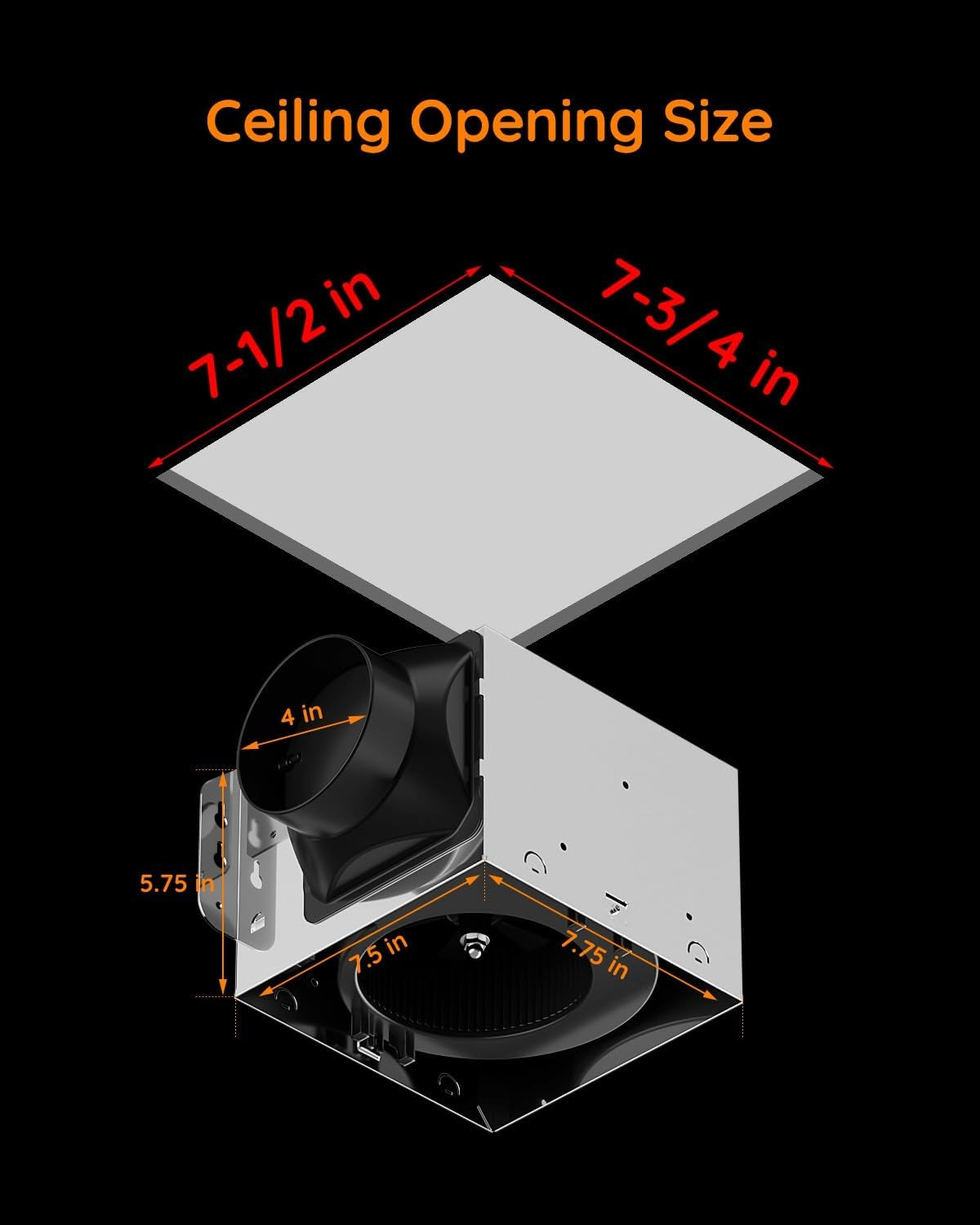 Fitop Bathroom Exhaust Fan with Light, 110 CFM 43W 1200LM Ceiling Mount Shower Ventilation Exhaust with Light, 1.0 Sones Bathroom Vent with Light, Bathroom Fan LED Light 3000K/4000K/5000K