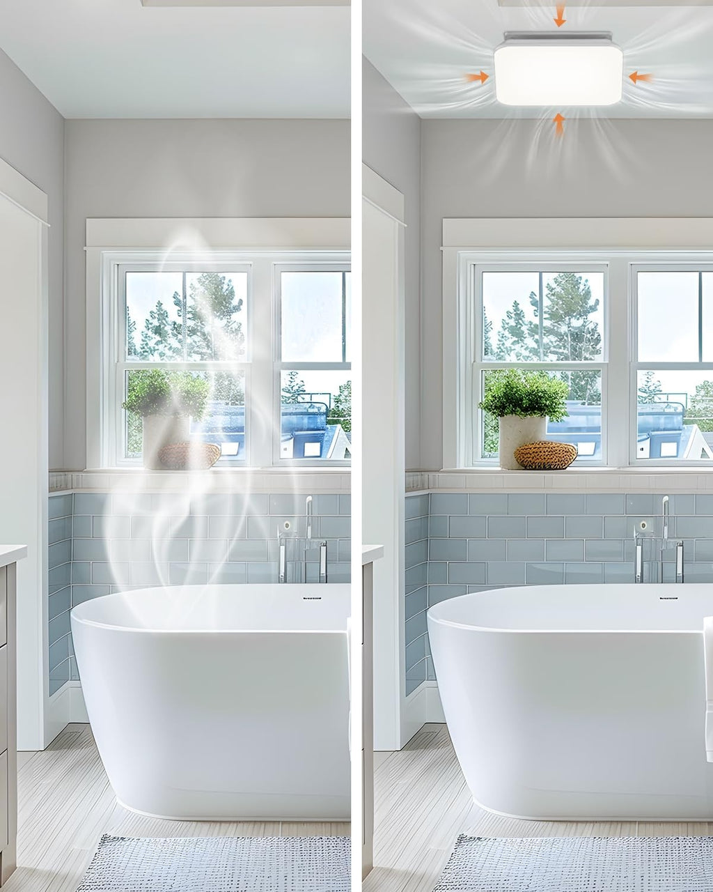 Fitop Bathroom Exhaust Fan with Light, 110 CFM 43W 1200LM Ceiling Mount Shower Ventilation Exhaust with Light, 1.0 Sones Bathroom Vent with Light, Bathroom Fan LED Light 3000K/4000K/5000K
