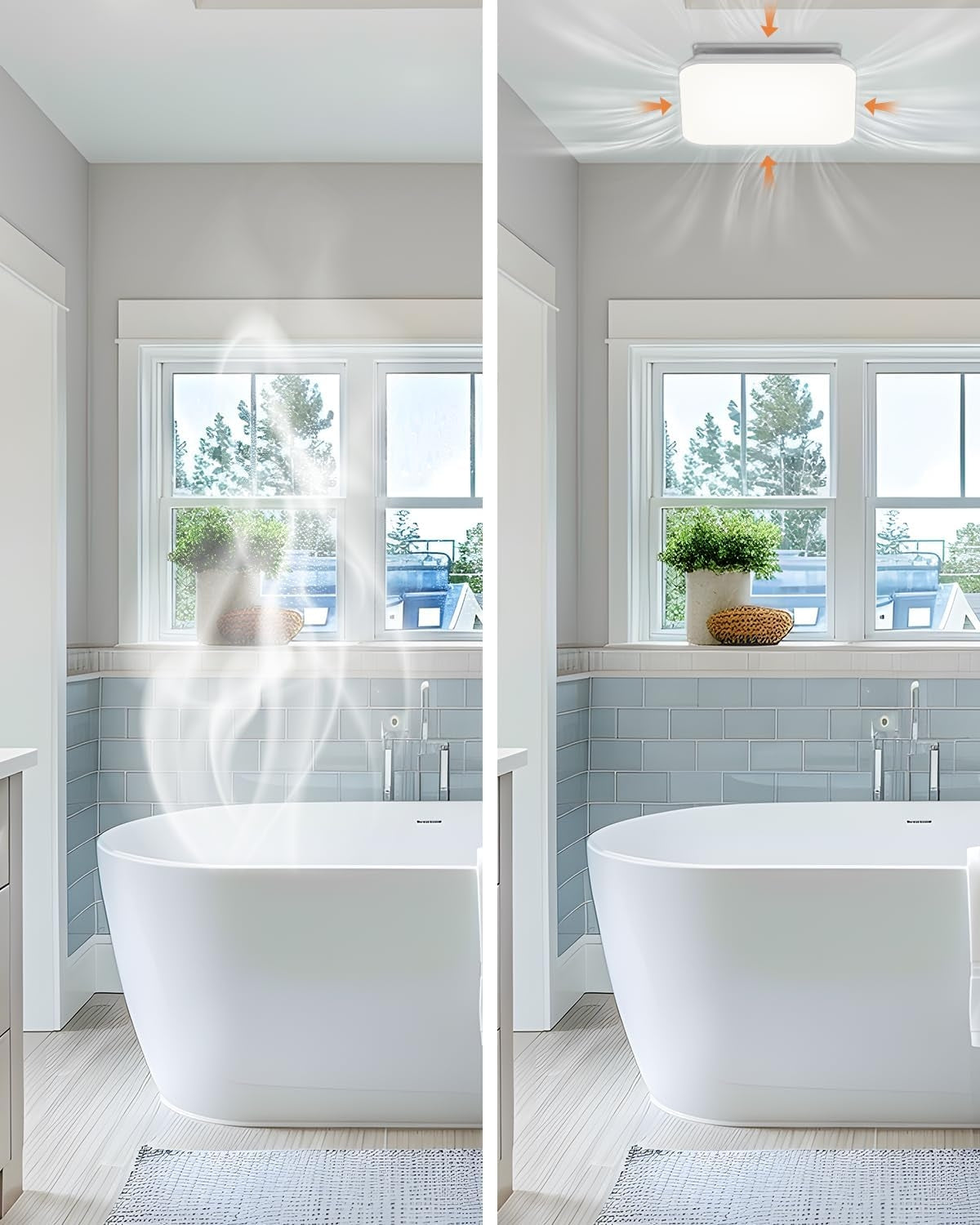Fitop Bathroom Exhaust Fan with Light, 110 CFM 43W 1200LM Ceiling Mount Shower Ventilation Exhaust with Light, 1.0 Sones Bathroom Vent with Light, Bathroom Fan LED Light 3000K/4000K/5000K