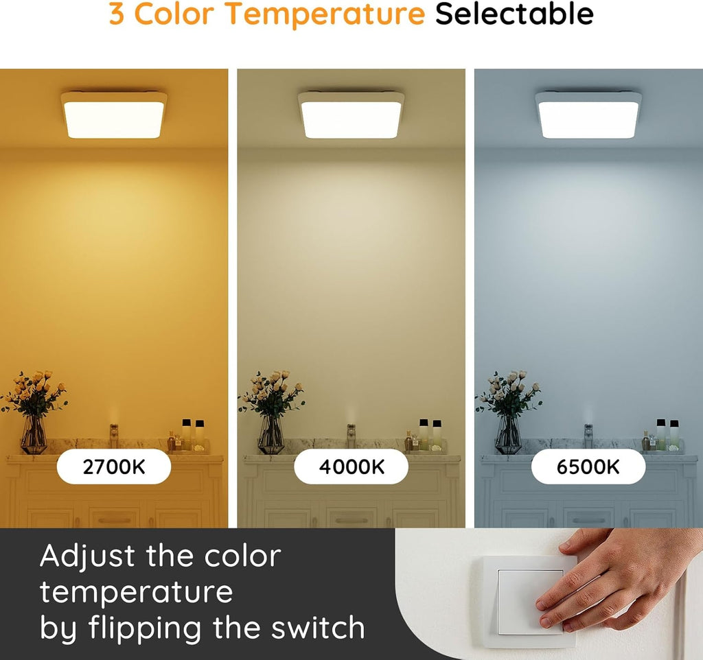 Fitop Bathroom Exhaust Fan with Light, 130 CFM & 1.5 Sones Bathroom Vent Fan, Nightlight & 1300LM LED Light 2700K/4000K/6500K, Light Memory Function, ETL Certified – White, 9 Inch
