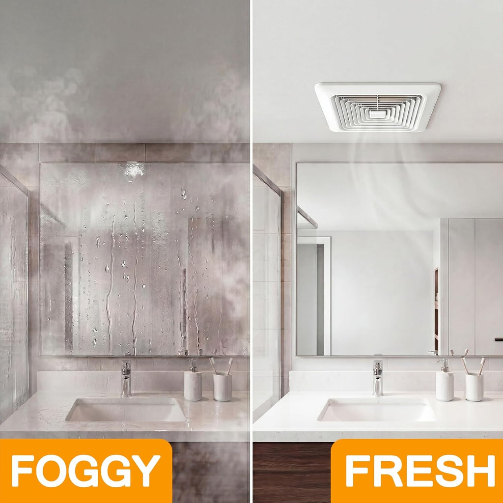 Fitop Bathroom Exhaust Fan 130CFM 1.5 Sones Ultra Quiet Ceiling Mounted – No Attic Access Required, Easy Installation, High Airflow Ventilation Fan for Bedroom, Laundry, Kitchen & Bathroom