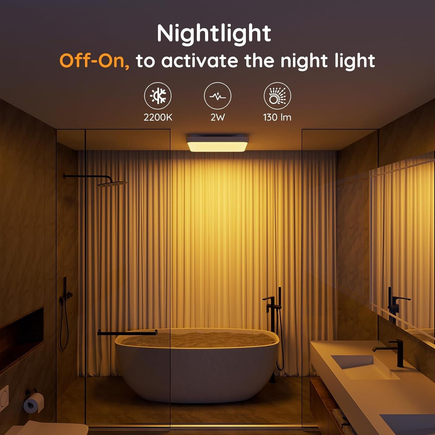 Fitop Bathroom Exhaust Fan with Light, 110 CFM Ultra Quiet 1.0 Sones Bathroom Vent Fan, Nightlight & 1300LM LED Light 2700K/4000K/6500K, Light Memory Function, ETL Certified – White, 7 Inch