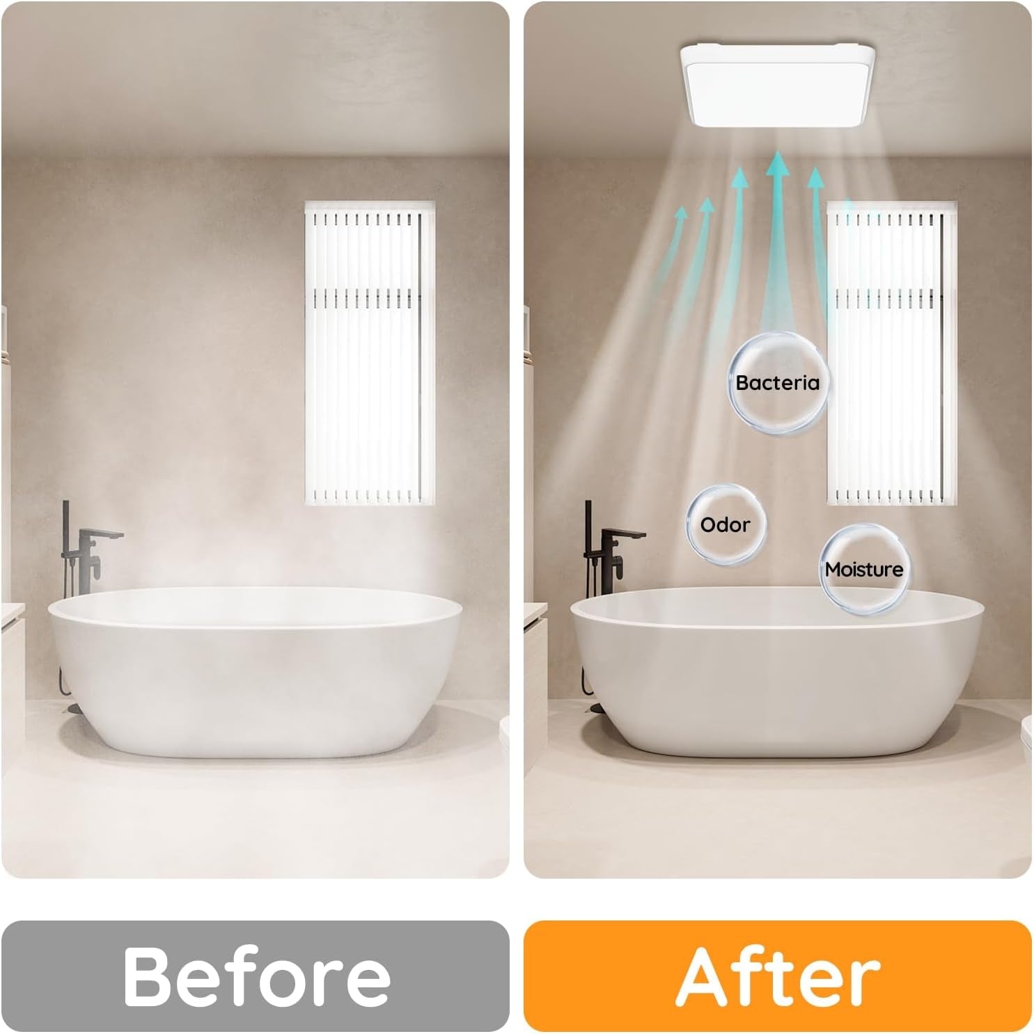 Fitop Bathroom Exhaust Fan with Light, 110 CFM Ultra Quiet 1.0 Sones Bathroom Vent Fan, Nightlight & 1300LM LED Light 2700K/4000K/6500K, Light Memory Function, ETL Certified – White, 7 Inch